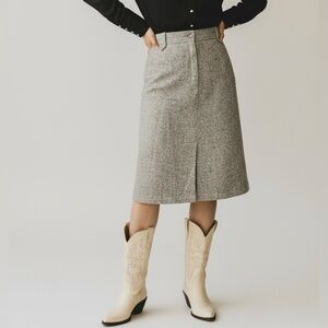 H Bar C Ranchwear Vintage A Line Gray Tweed Wool Blend Skirt Women 6